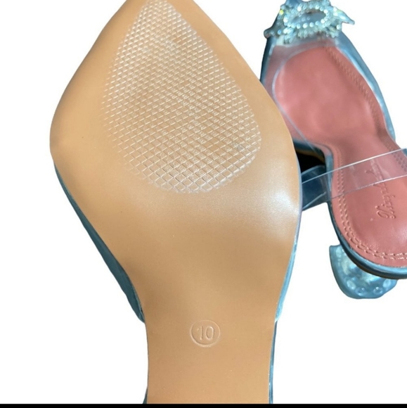 Cinderella PVC Clear Transparent Bridal Sling back Pumps with Rhinestones SZ 10 - Picture 5 of 6